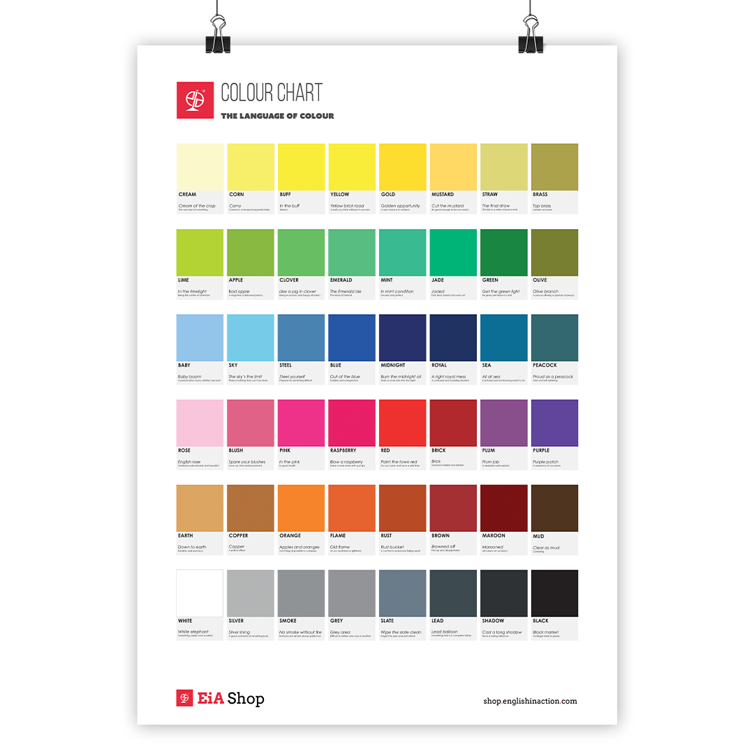 English Colour Chart Poster | EFL Resource for Colour Idioms and Visual Learning - TEFL-Toolkit.com