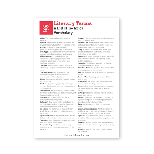 Literary Terms: A Key Vocabulary Guide for EFL & ESOL Classrooms | EFL Resource