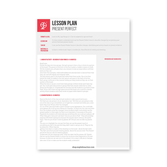 Present Perfect | EFL Lesson Plan - TEFL-Toolkit.com