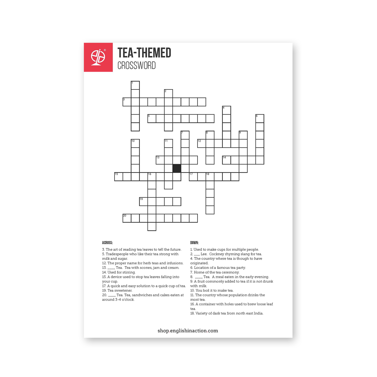 Tea-Themed Crossword | EFL Worksheet