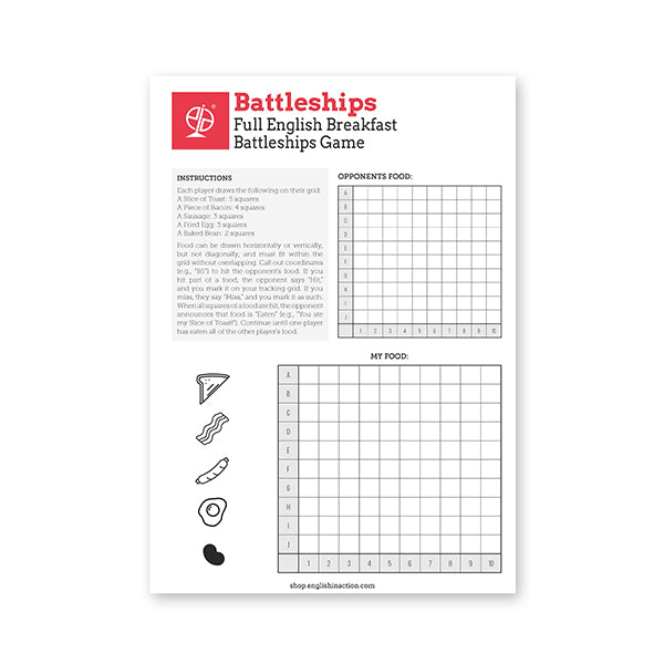Food Battleships | Downloadable ESL Board Game - TEFL-Toolkit.com