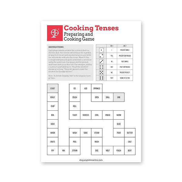Cooking Tenses Board Game | EFL Grammar Resource for Practising Verbs in Context - TEFL-Toolkit.com