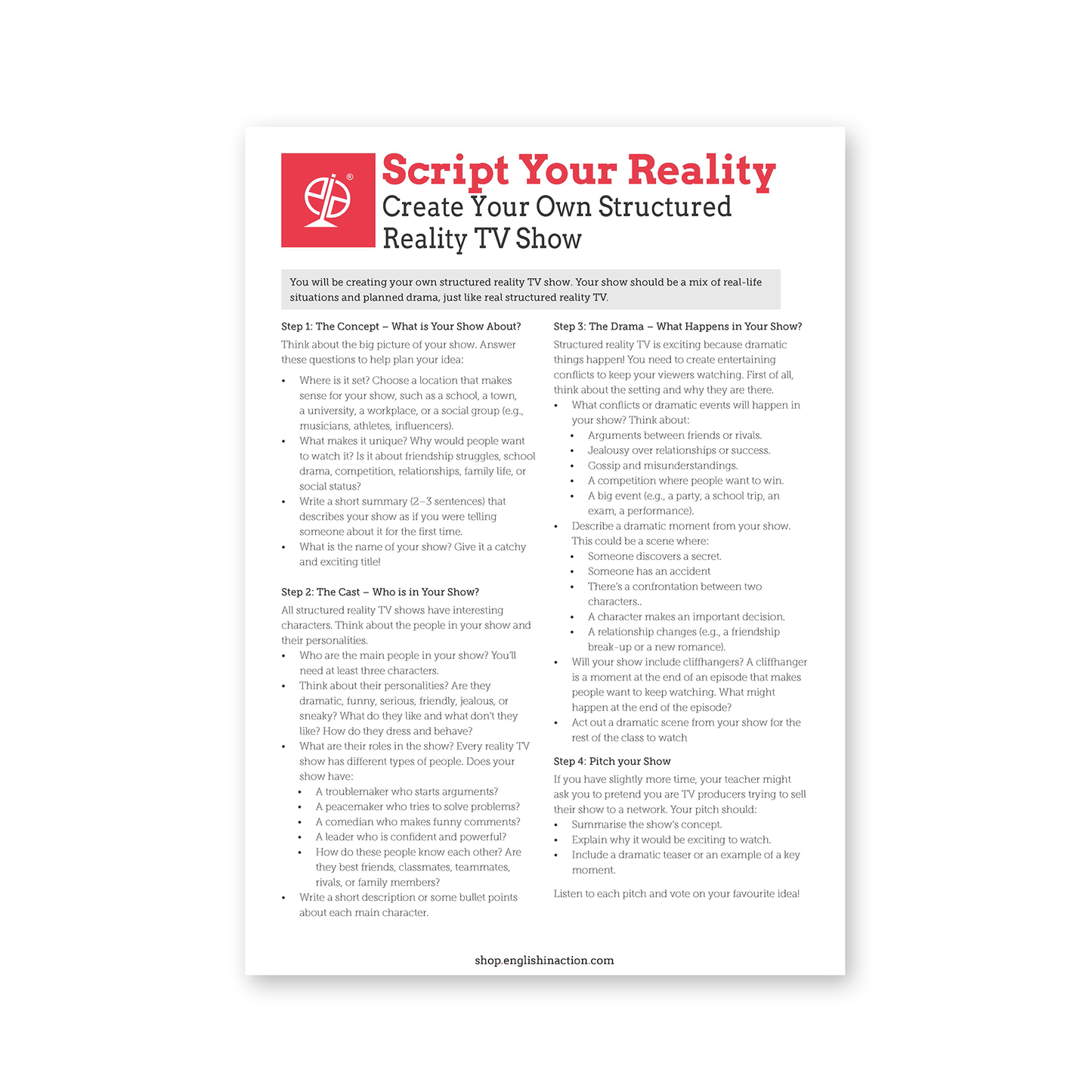 Drama or Reality? | EFL Resource on Pop Culture, Speaking and Storytelling - TEFL-Toolkit.com