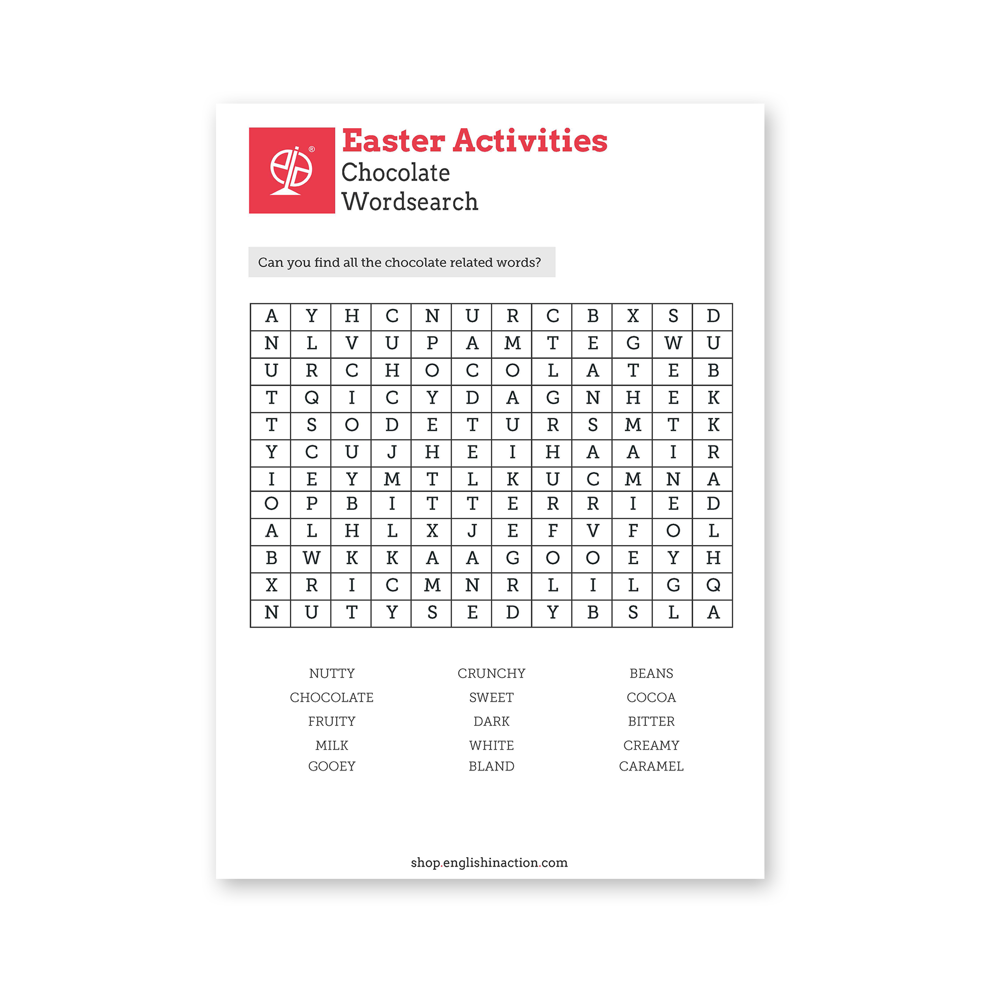 Easter Chocolate Activities | EFL Worksheets for Seasonal Vocabulary - TEFL-Toolkit.com