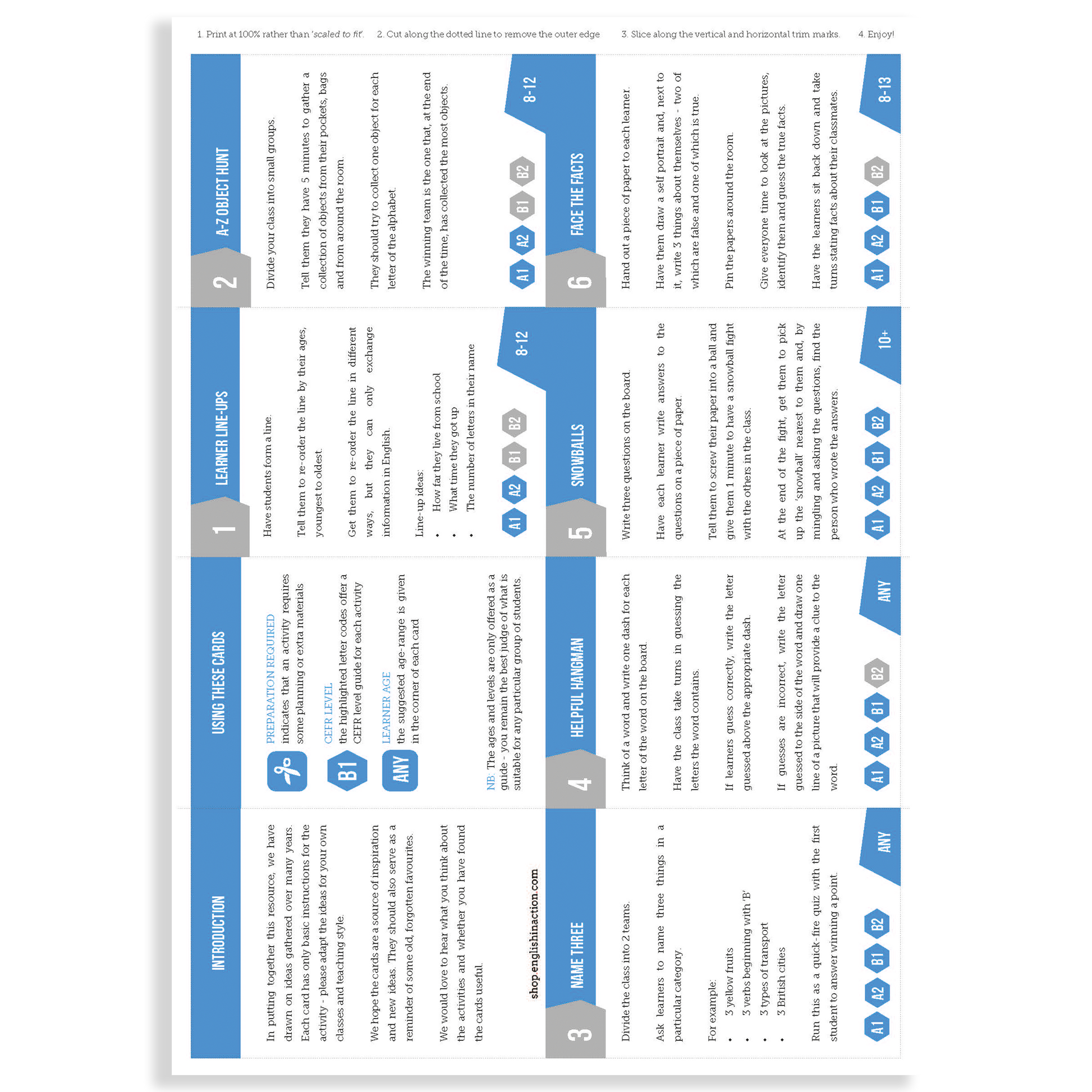 Fifty Bright Ideas | TEFL Activity Cards - TEFL-Toolkit.com