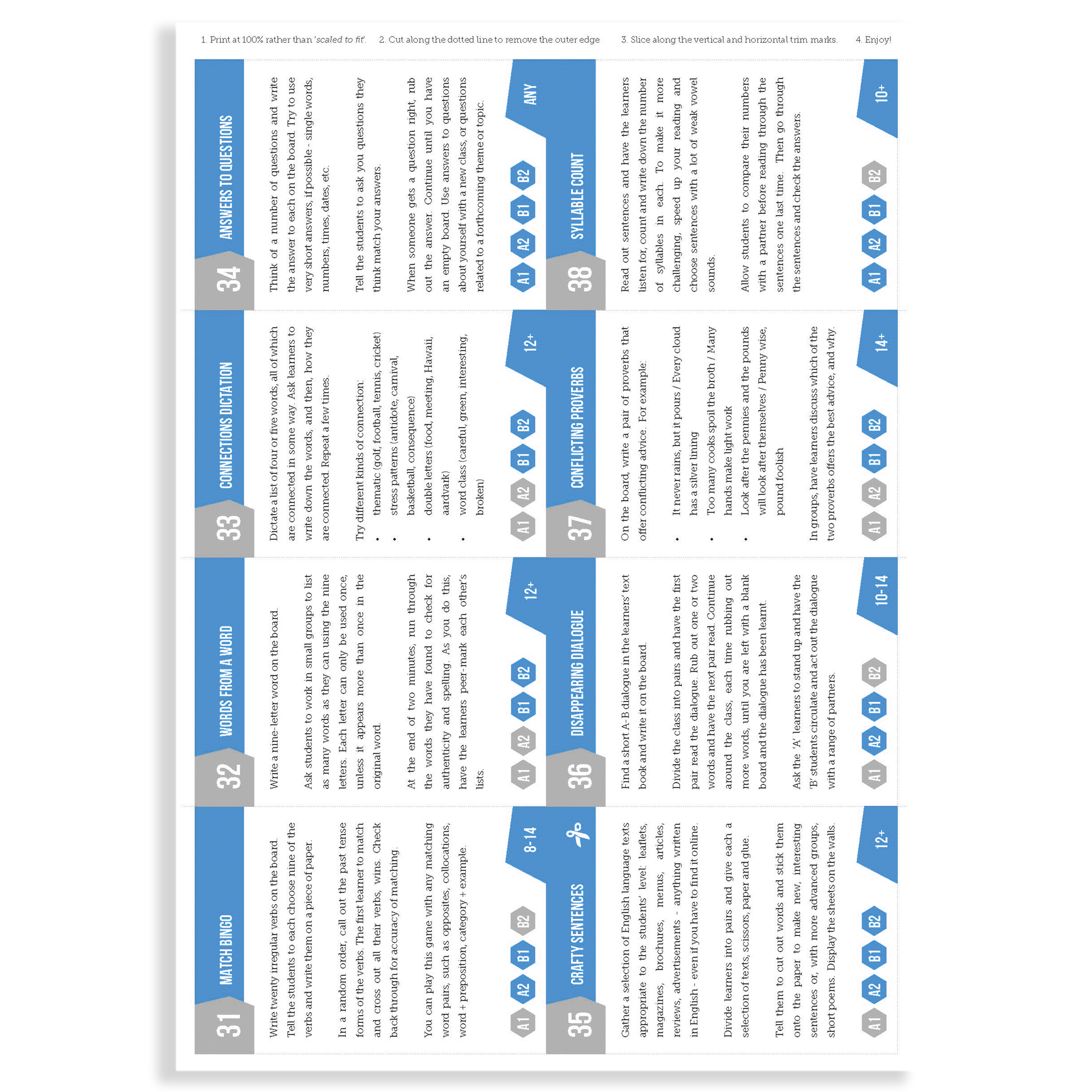 Fifty Bright Ideas | TEFL Activity Cards - TEFL-Toolkit.com