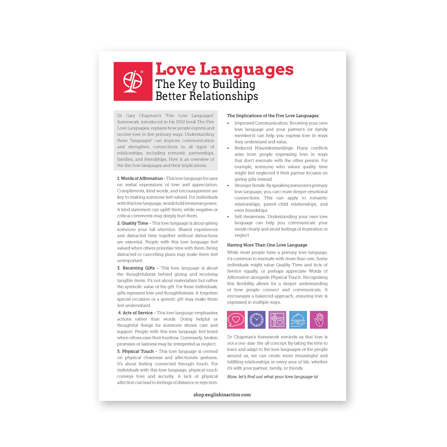Love Languages Text and Quiz | EFL Resource - TEFL-Toolkit.com