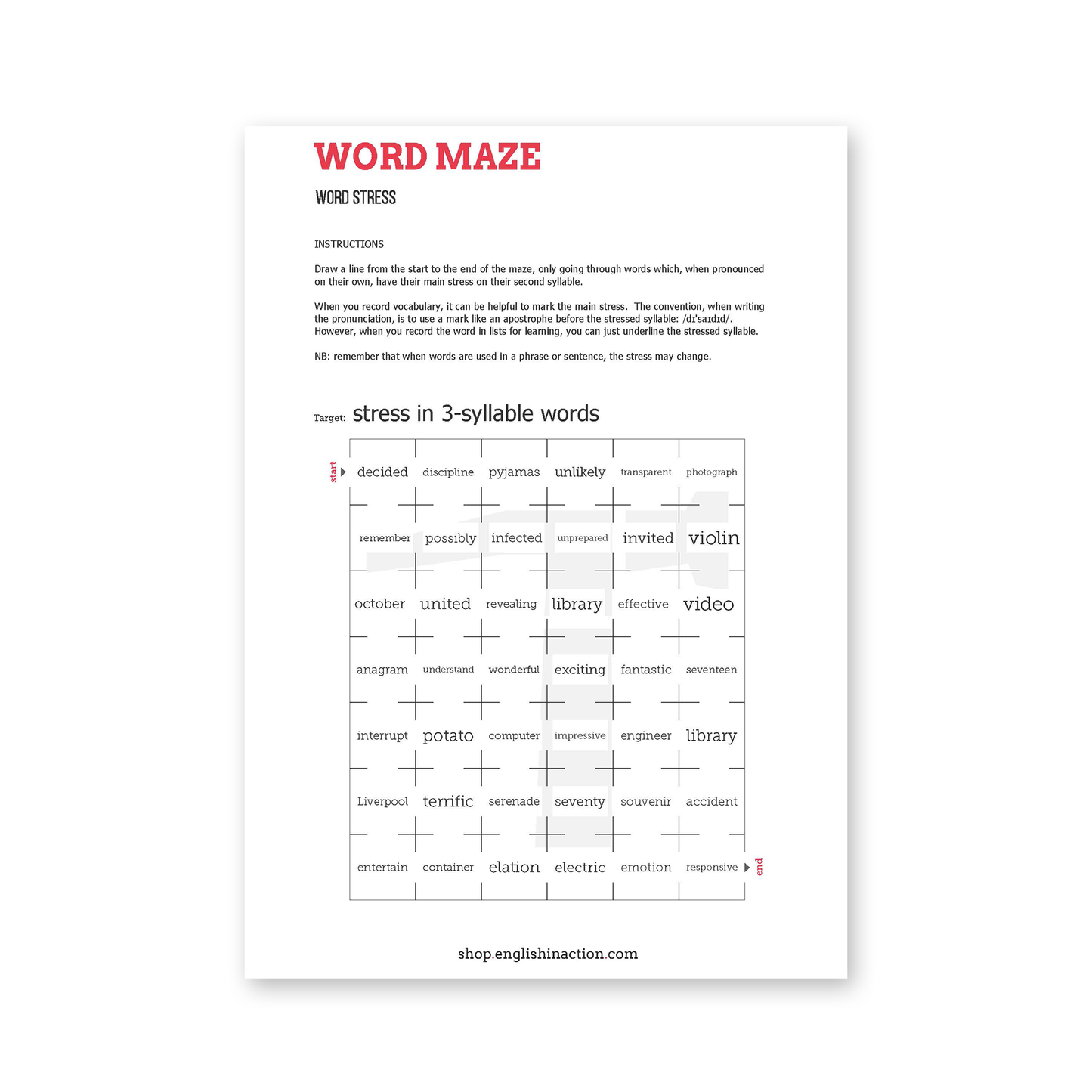 Pronunciation Maze Pack | EFL Worksheets - TEFL-Toolkit.com