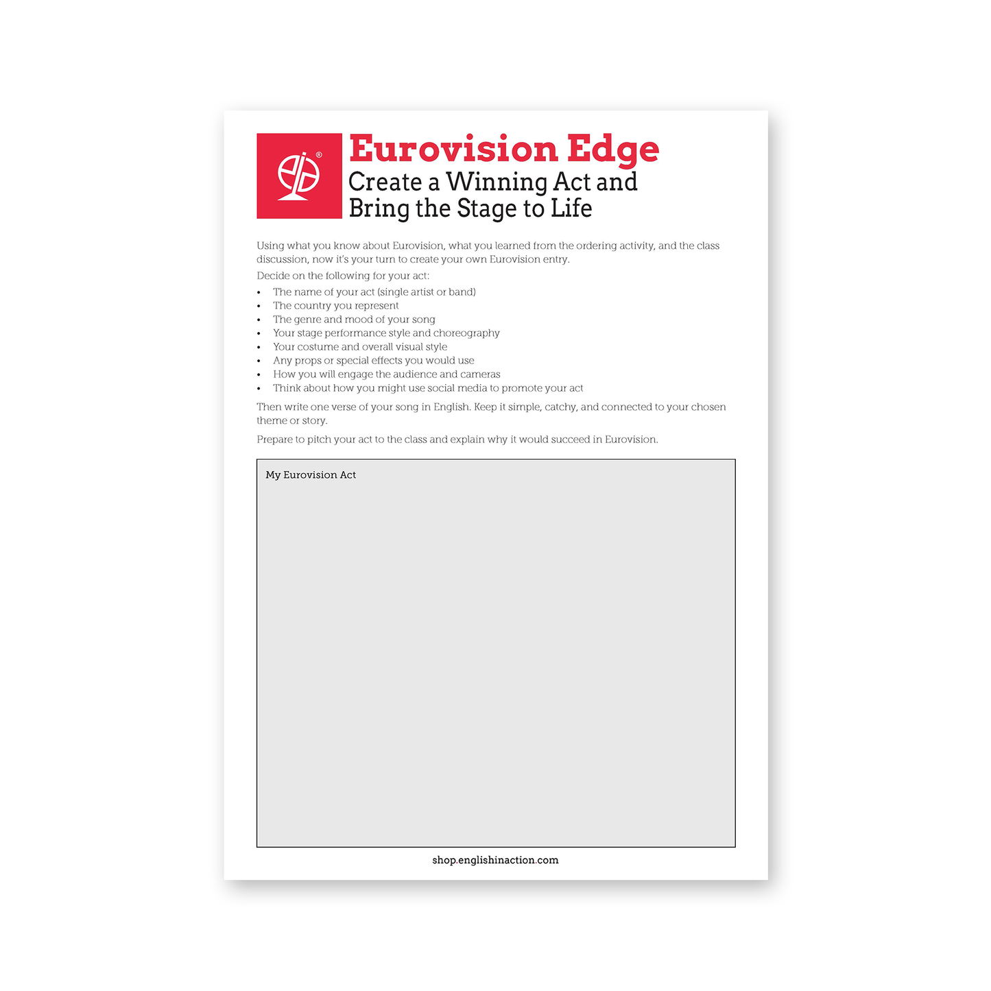 Eurovision Edge | Creative Music Task for English Learners - TEFL-Toolkit.com