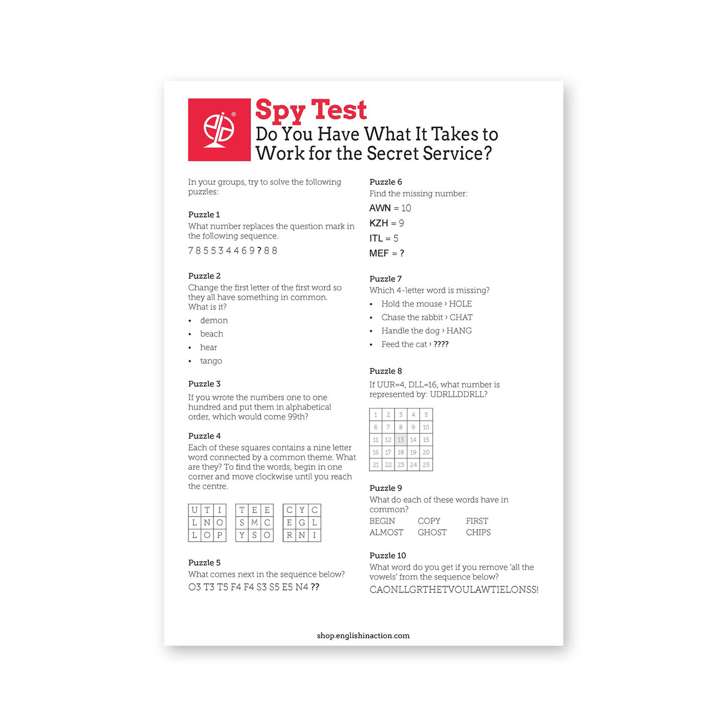 James Bond Text and Spy Test | Reading & Logic Activity for EFL Learners - TEFL-Toolkit.com