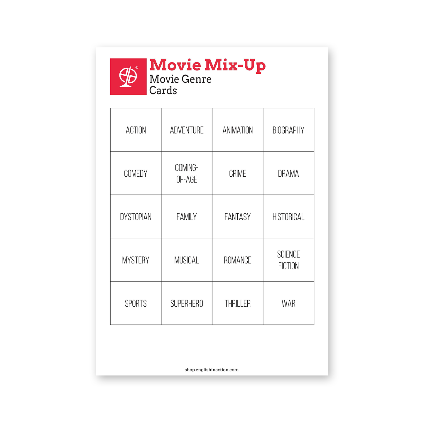 Movie Mix-Up | Genre Matching & Film Literacy Task for English Learners - TEFL-Toolkit.com