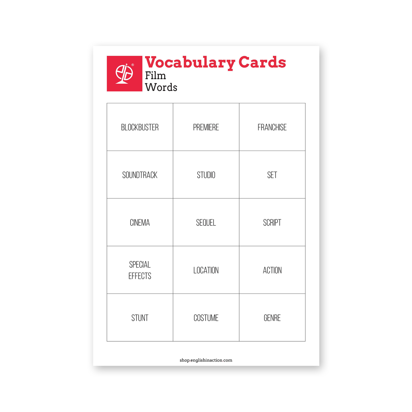 Music & Film Vocabulary | ESL Wordsearches, Crosswords & Printable Cards - TEFL-Toolkit.com