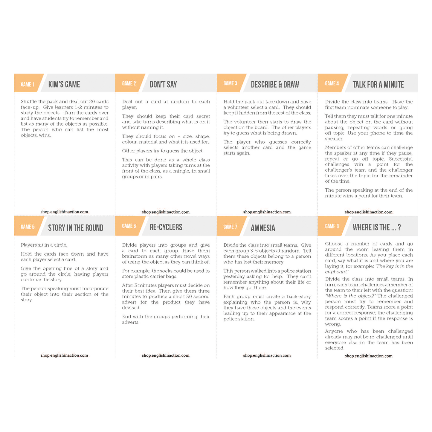 Object Lesson | TEFL Card Games