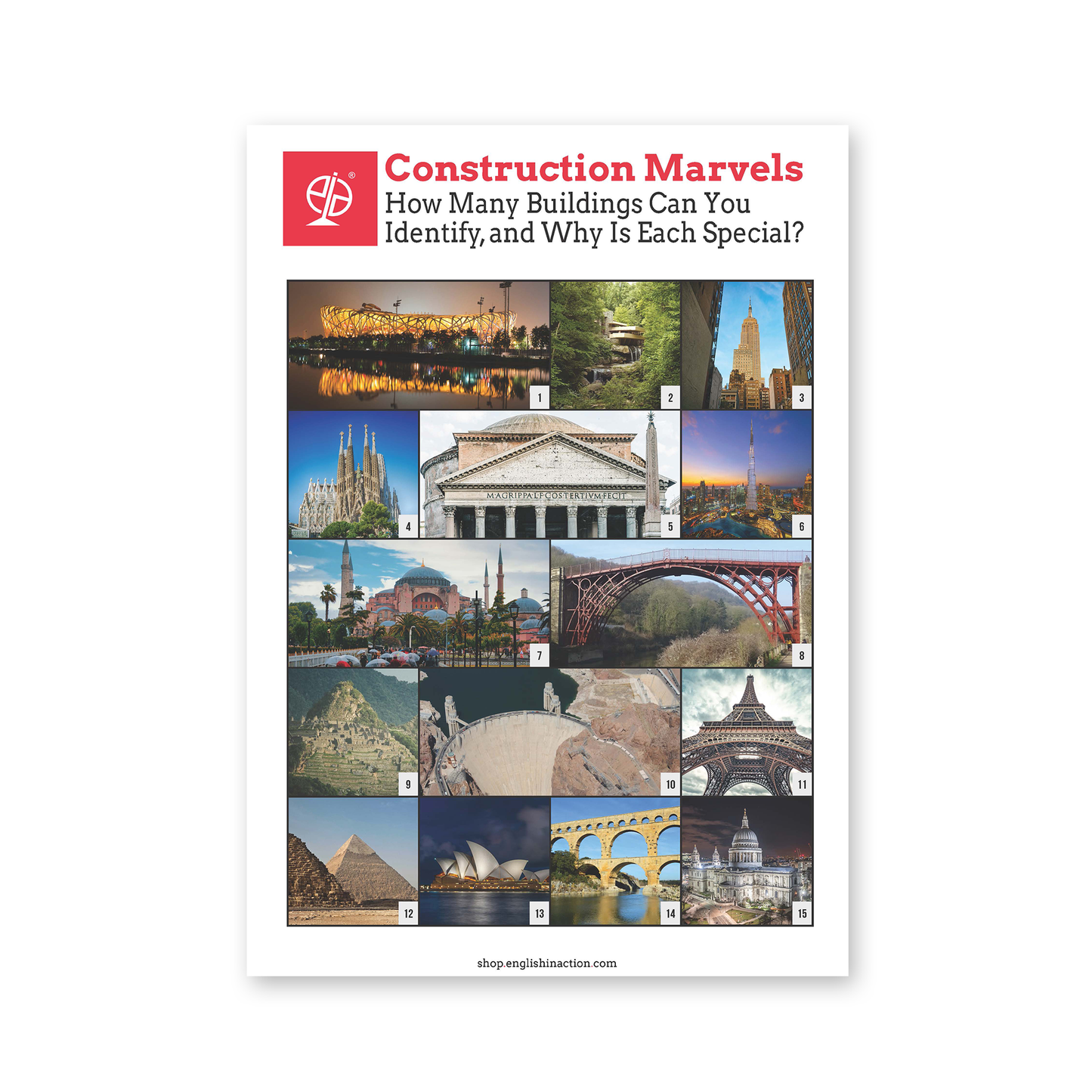 Construction Marvels Photo Quiz | EFL Worksheet for Landmarks and Architecture Vocabulary - TEFL-Toolkit.com