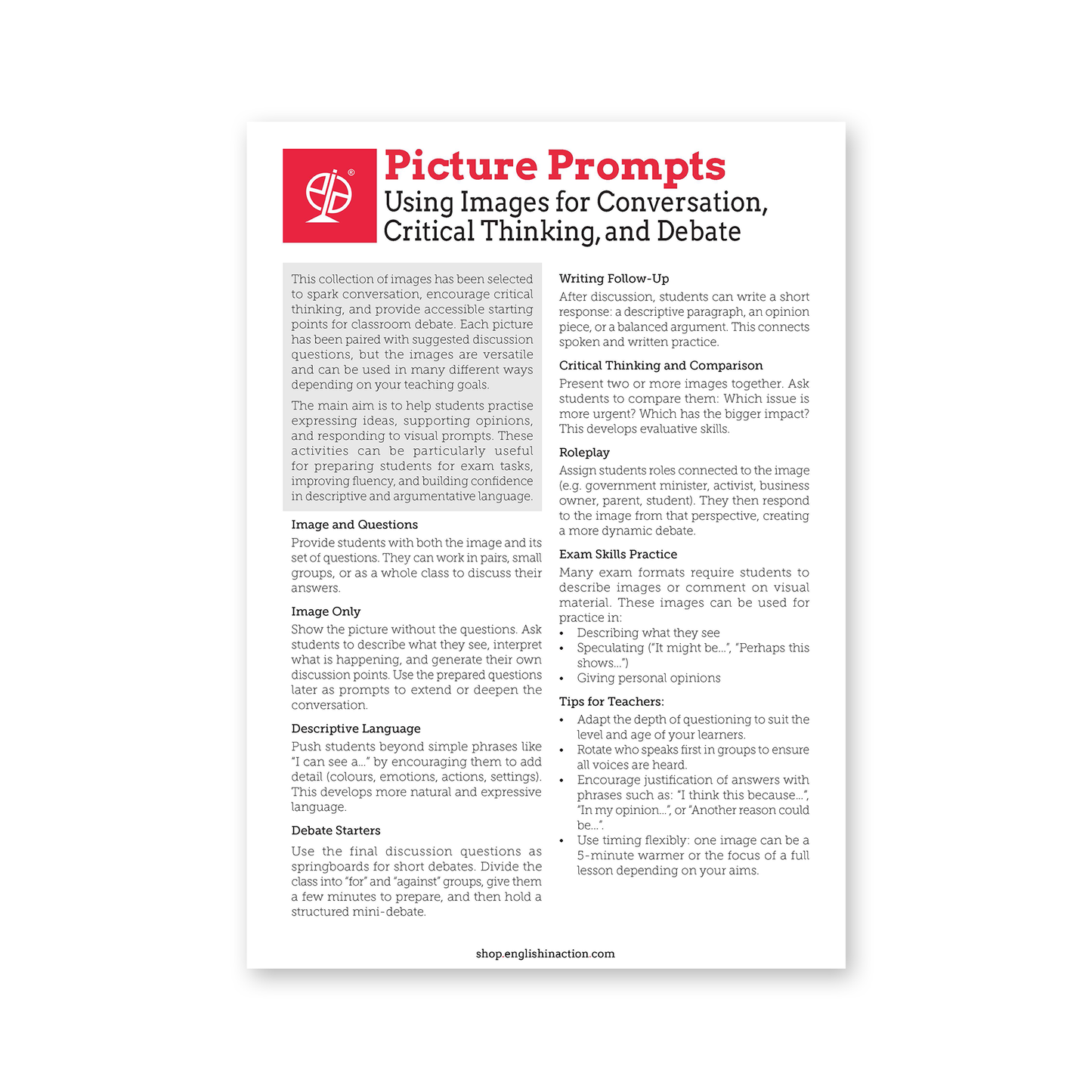Picture Prompts | Using Images for Conversation, Critical Thinking, and Debate - TEFL-Toolkit.com