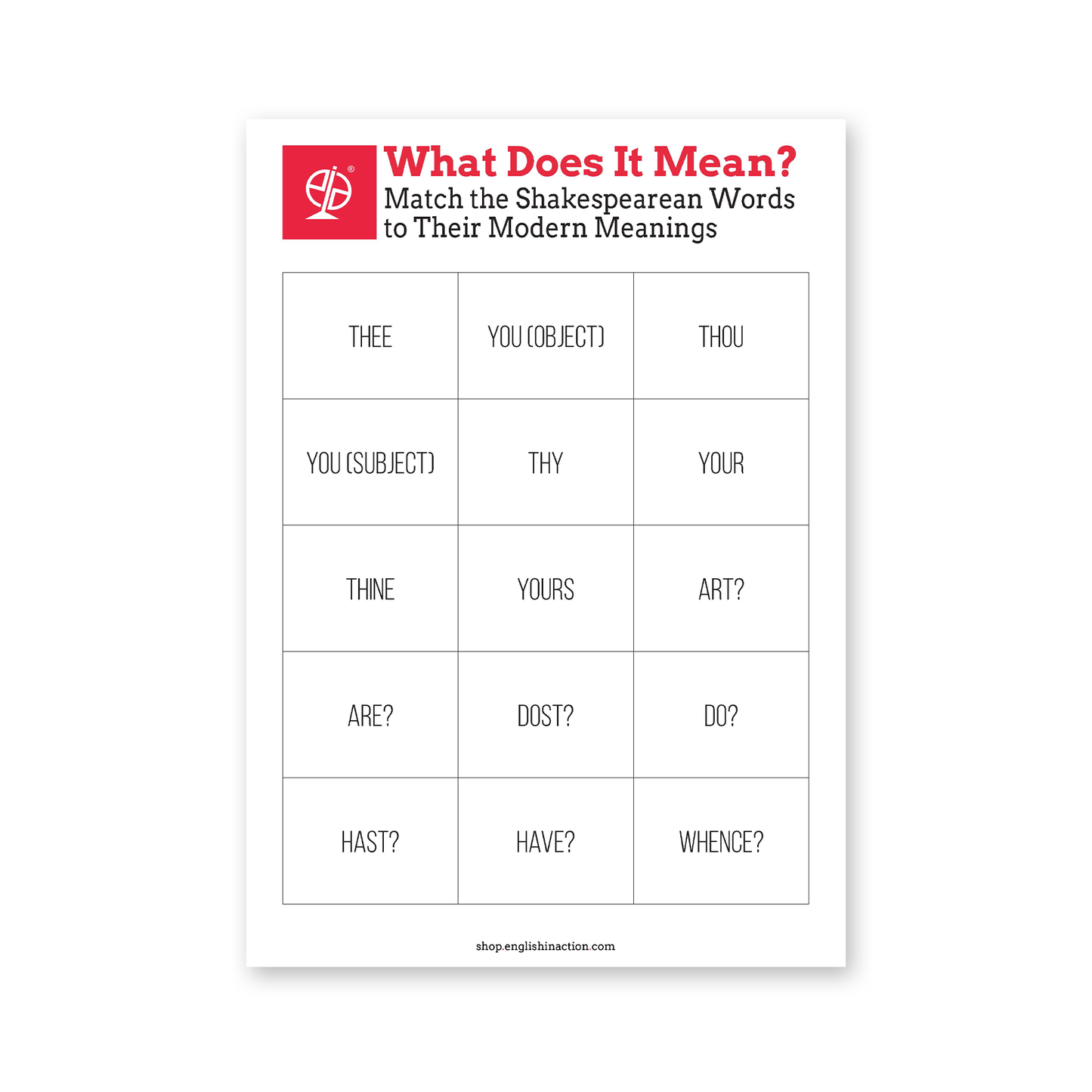 What Does It Mean? | Shakespearean English Vocabulary for EFL Learners - TEFL-Toolkit.com