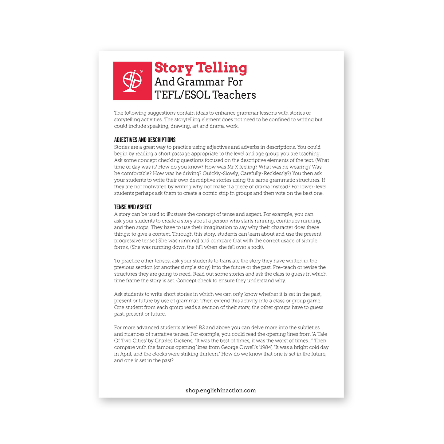 Storytelling and Grammar | EFL Resource