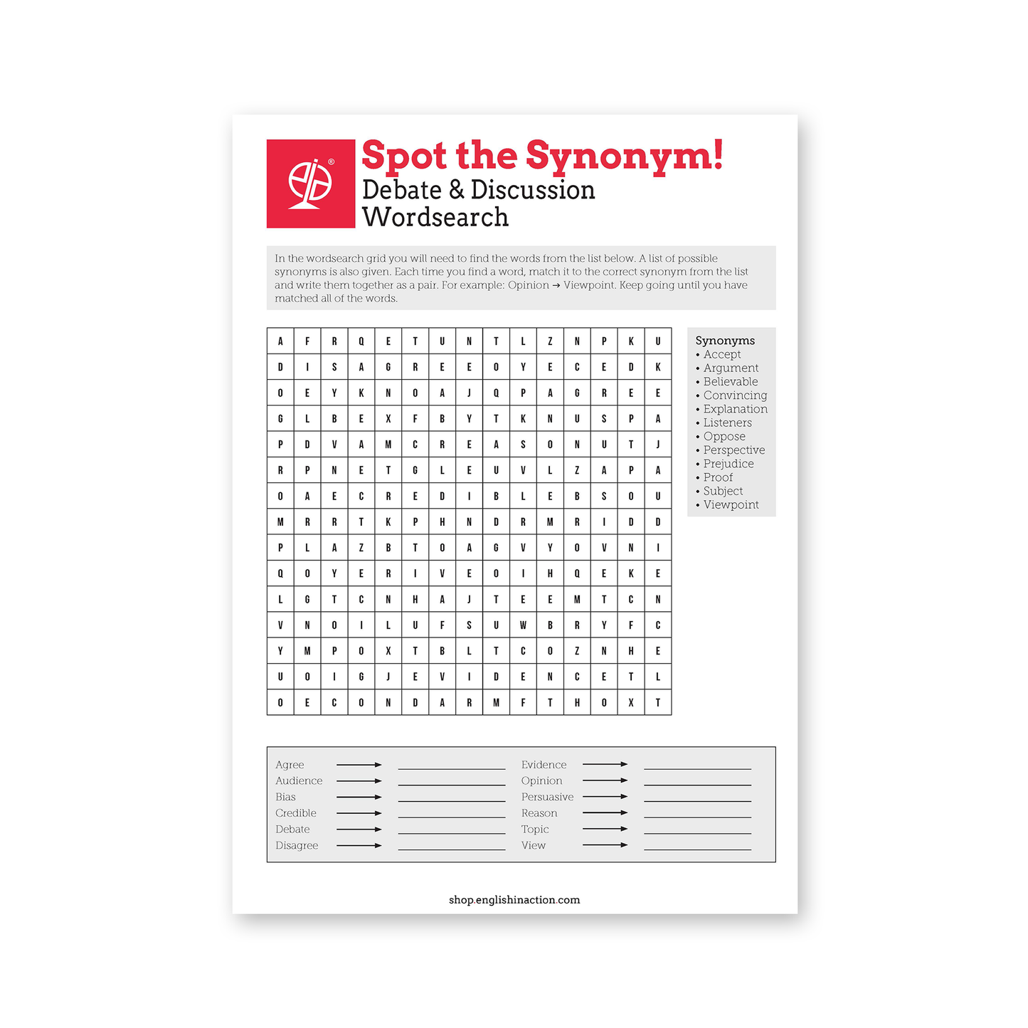 Debate and Discussion Synonyms Wordsearches | ESL Vocabulary Puzzle Activities for Debate Skills - TEFL-Toolkit.com