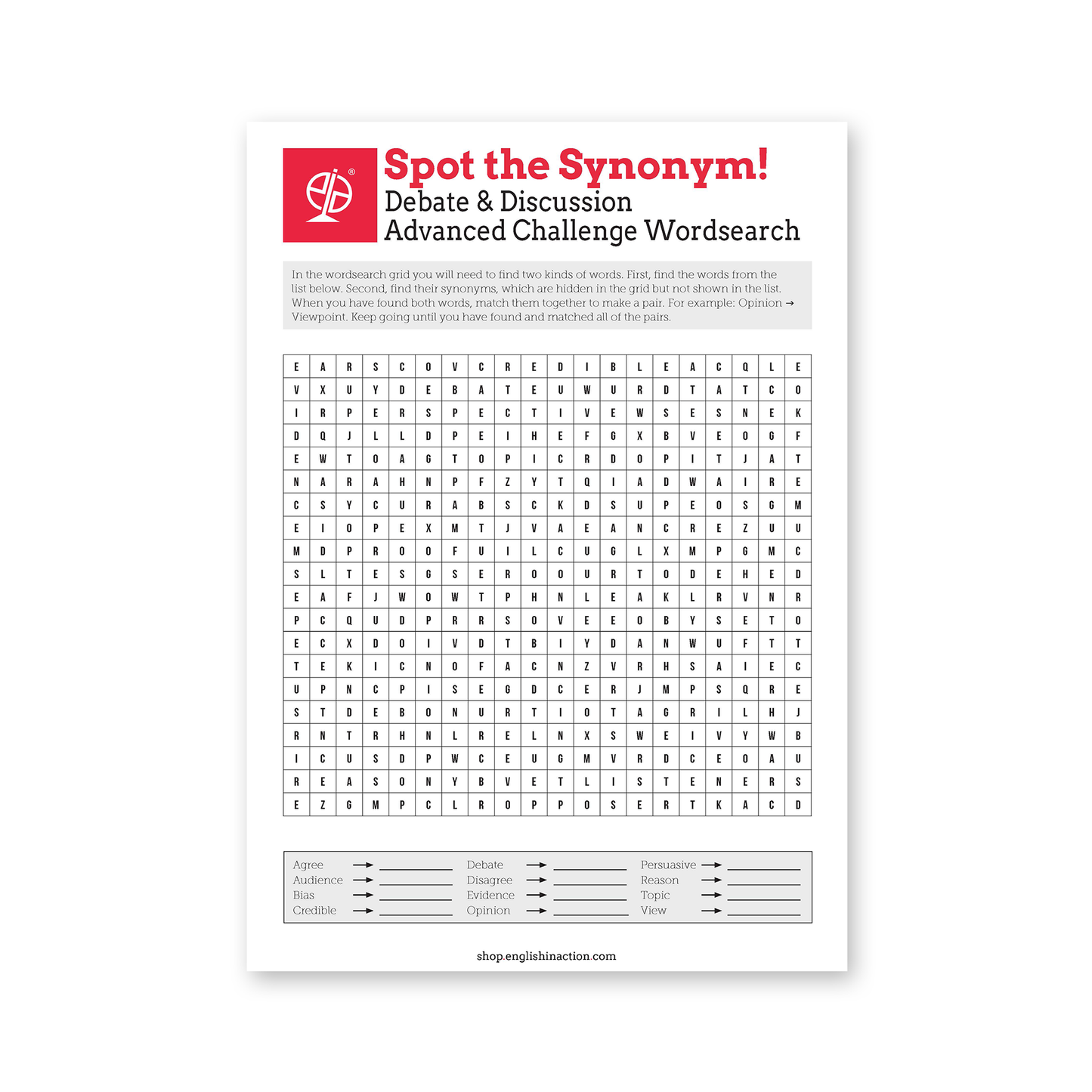 Debate and Discussion Synonyms Wordsearches | ESL Vocabulary Puzzle Activities for Debate Skills - TEFL-Toolkit.com