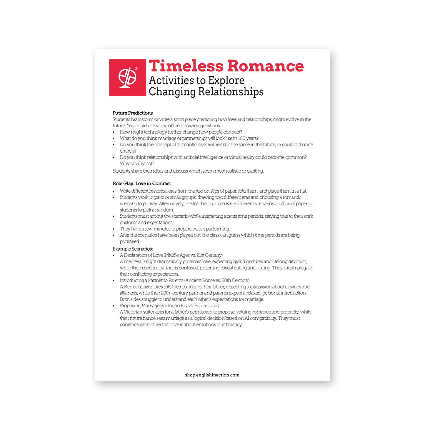 Timeless Romance Text and Activities | EFL Resource - TEFL-Toolkit.com