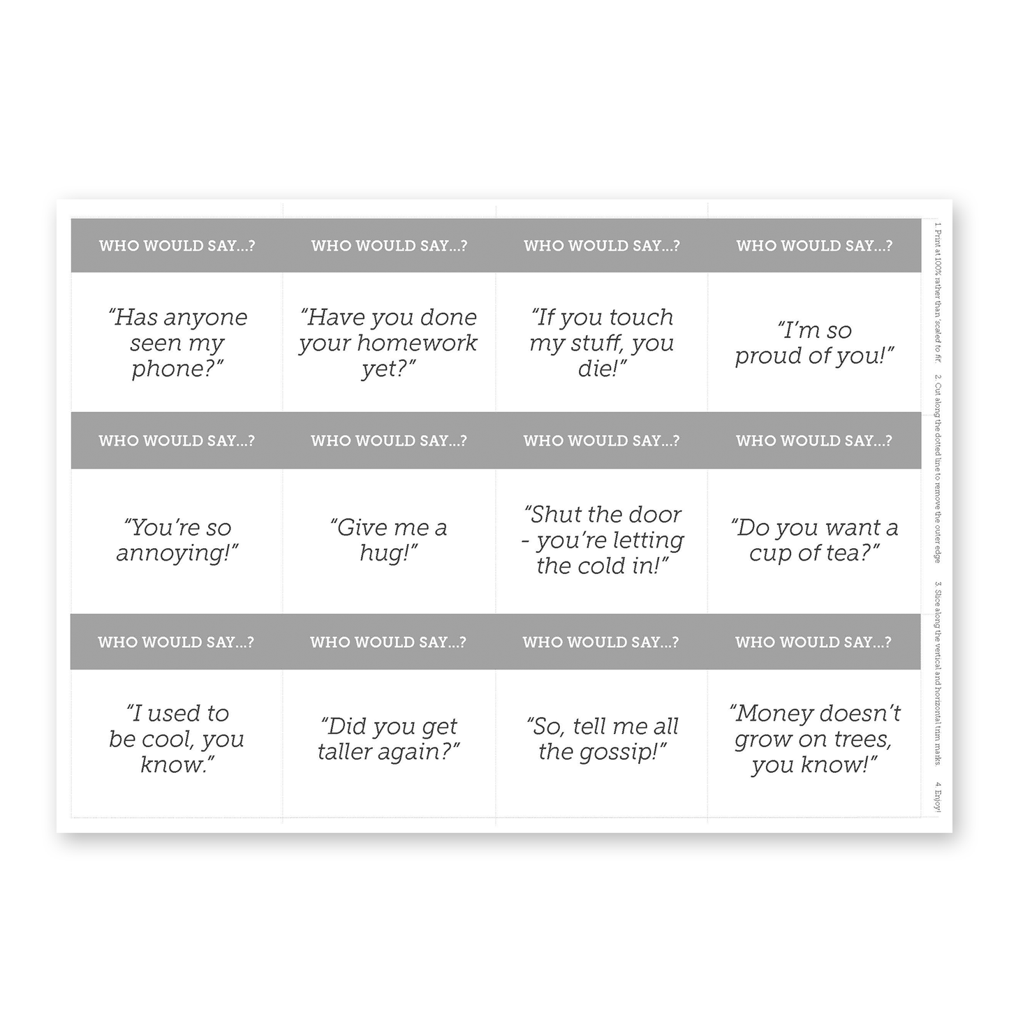 What Families Say Activities | EFL Resource