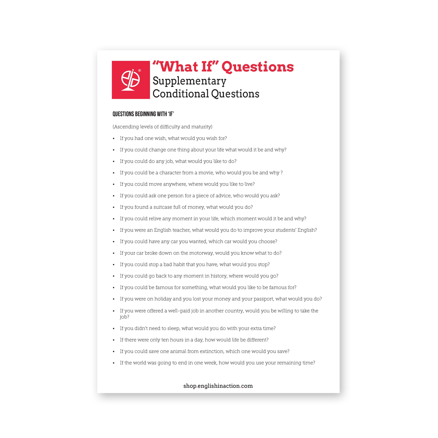 What If Questions | EFL Worksheet for Practising Conditionals - TEFL-Toolkit.com