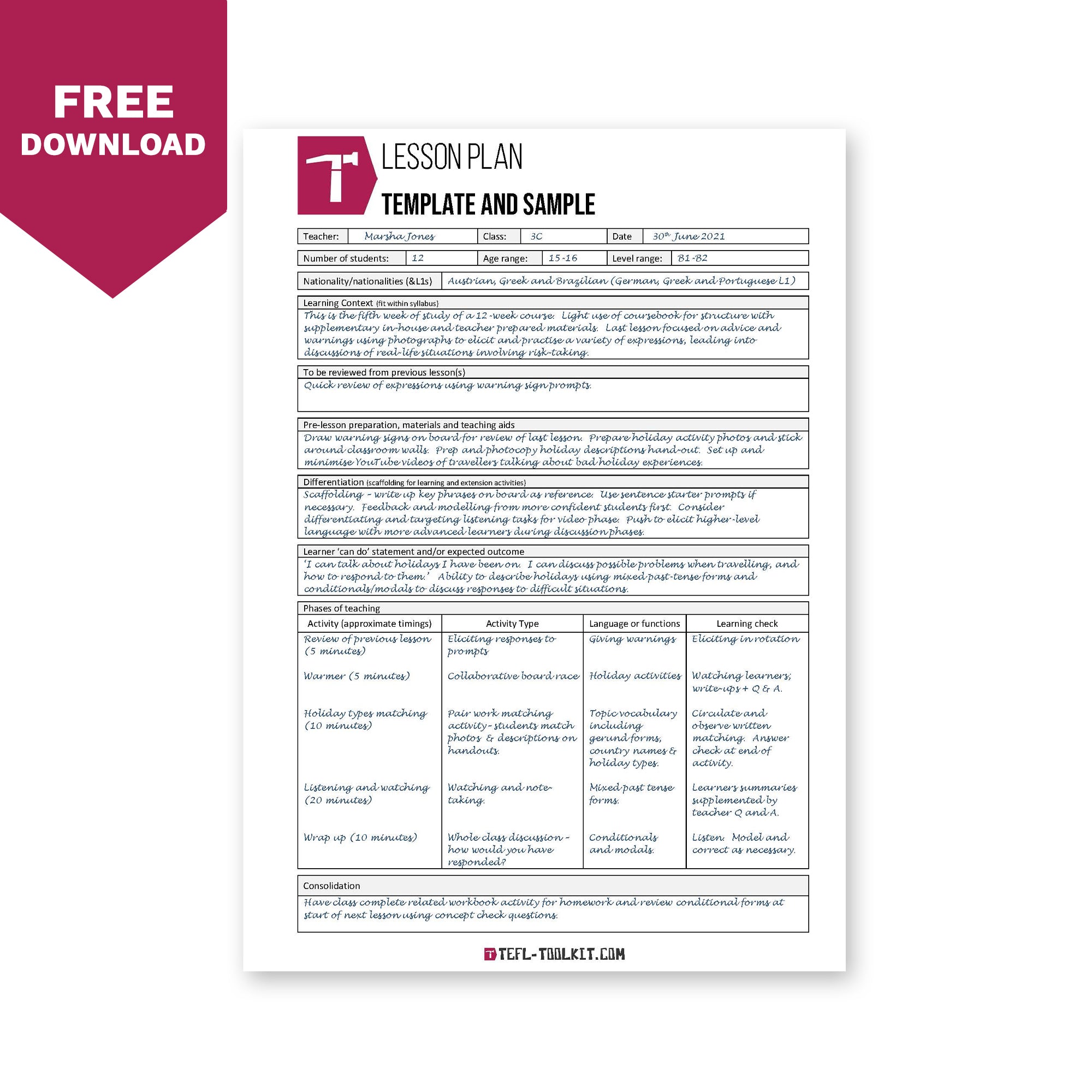 Lesson Plan Template And Sample EFL Resources TEFL Toolkit EiA Shop lesson-plan-template-and-sample-efl-resources-tefl-toolkit-eia-shop