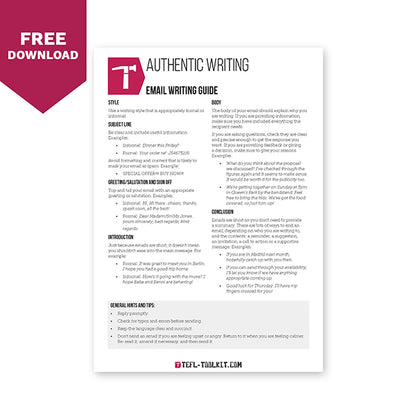 Authentic Writing Templates | EFL Resource - TEFL-Toolkit.com