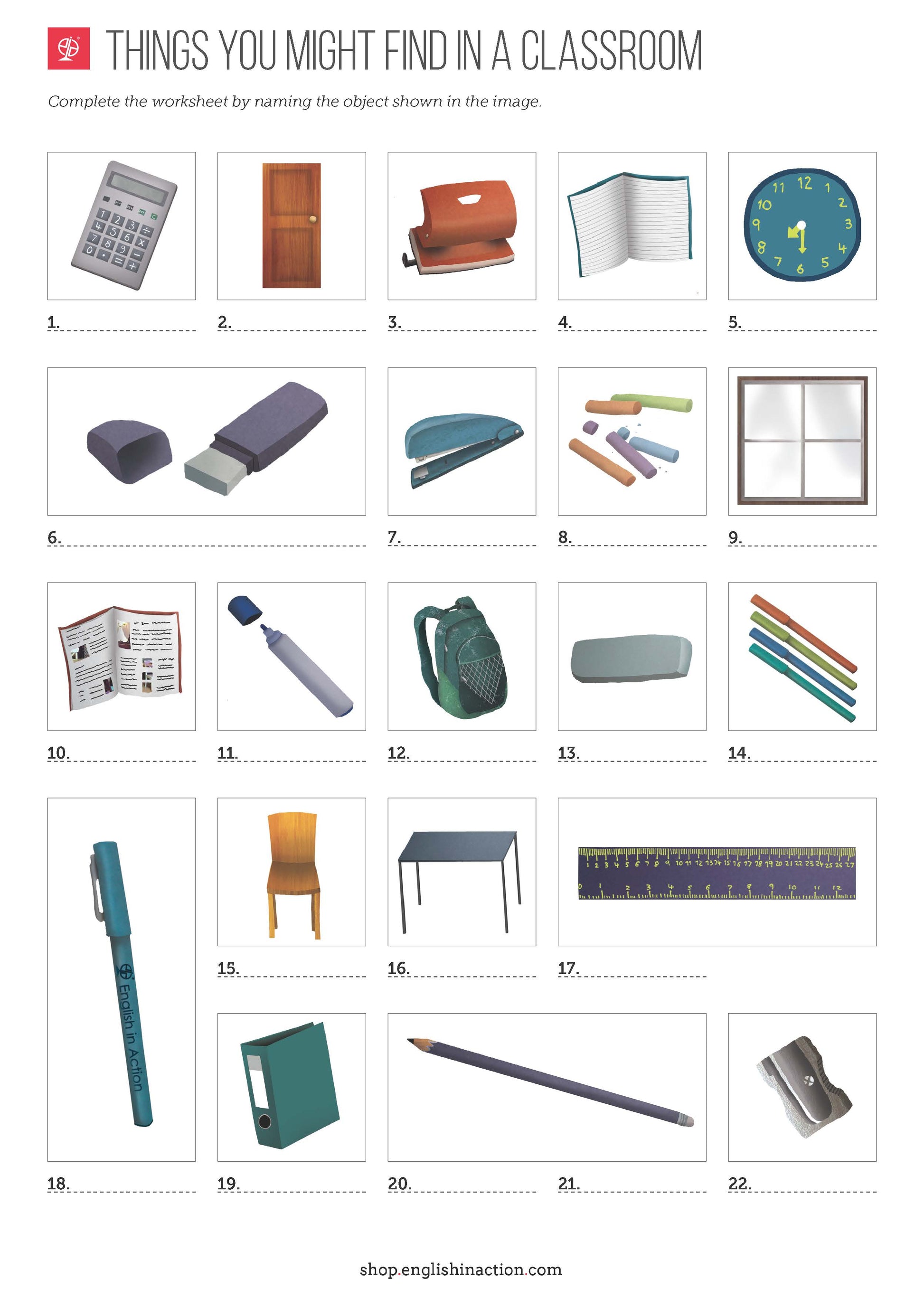 Classroom Objects Vocabulary Bundle | ESL Poster, Flashcards and Worksheet - TEFL-Toolkit.com