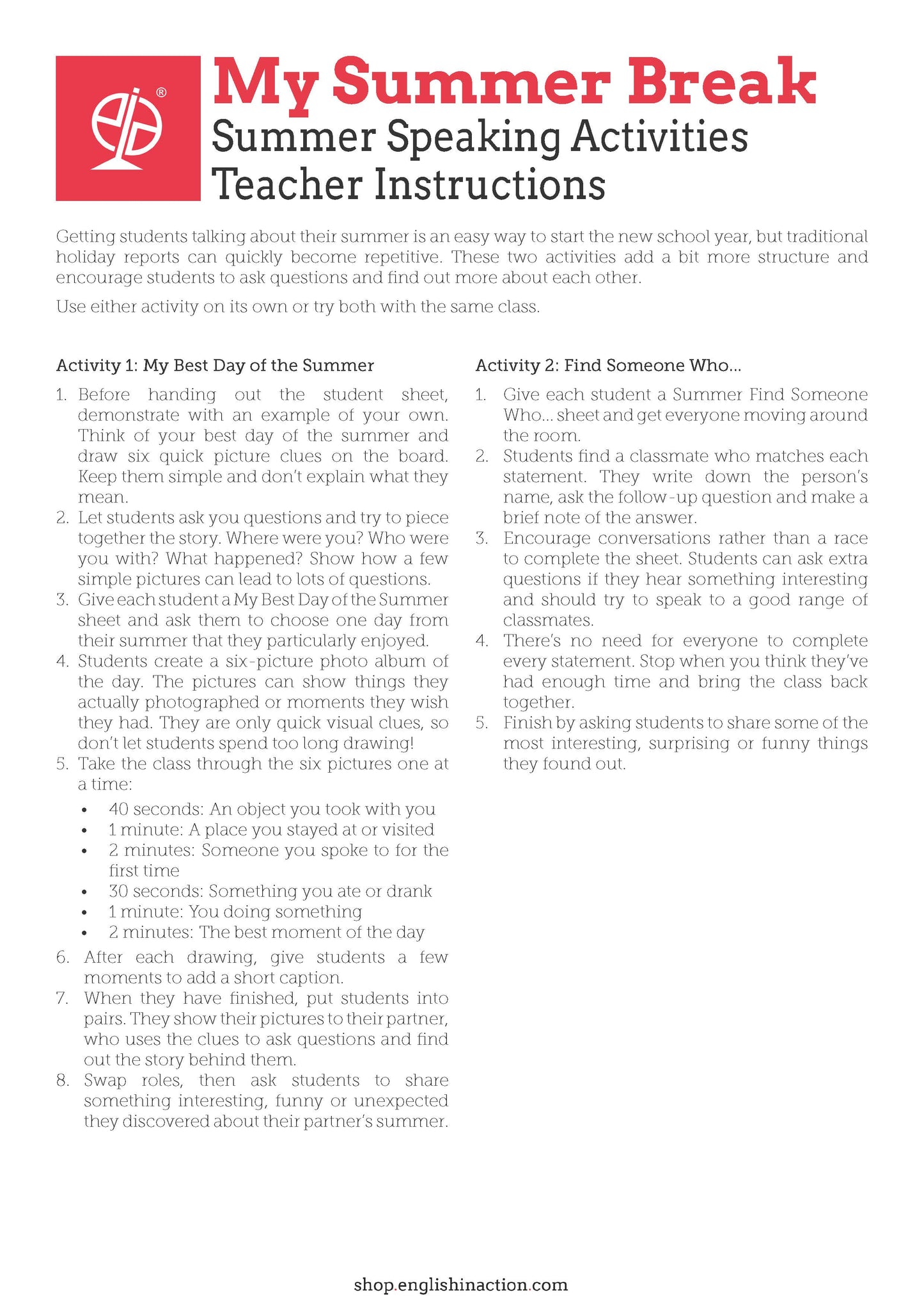 Back to School | EFL & ESL English Activities and Classroom Posters