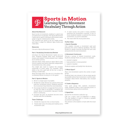 Sports in Motion | Sports Action Verb Activities - TEFL-Toolkit.com