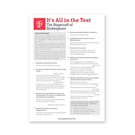 It’s All in the Text | Shakespearean Stagecraft and Meaning - TEFL-Toolkit.com