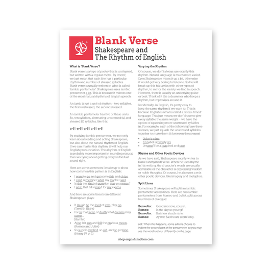 Blank Verse | EFL Resource on Iambic Pentameter and the Rhythm of English - TEFL-Toolkit.com
