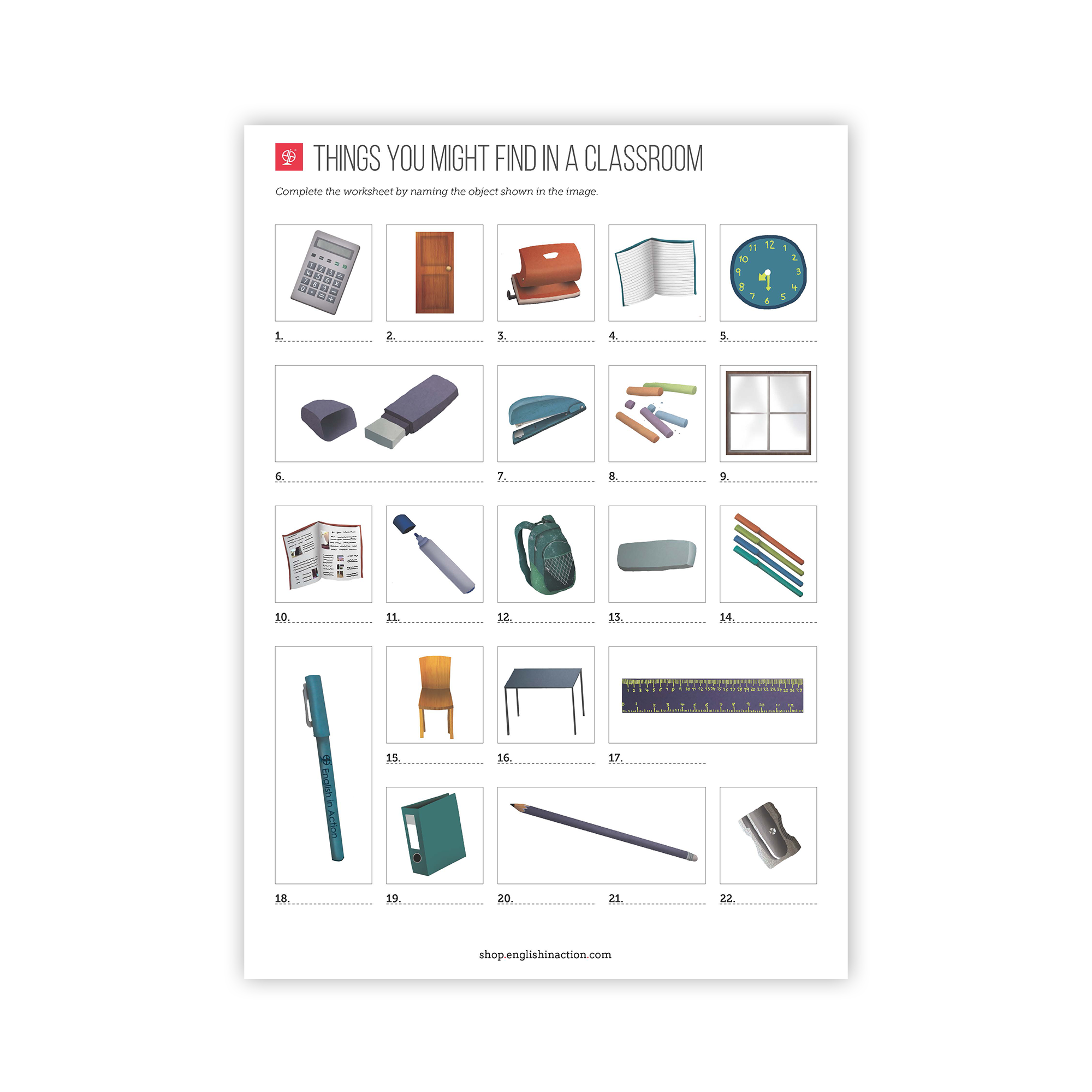 Classroom Objects Worksheet | EFL Resource for Vocabulary Practice ...