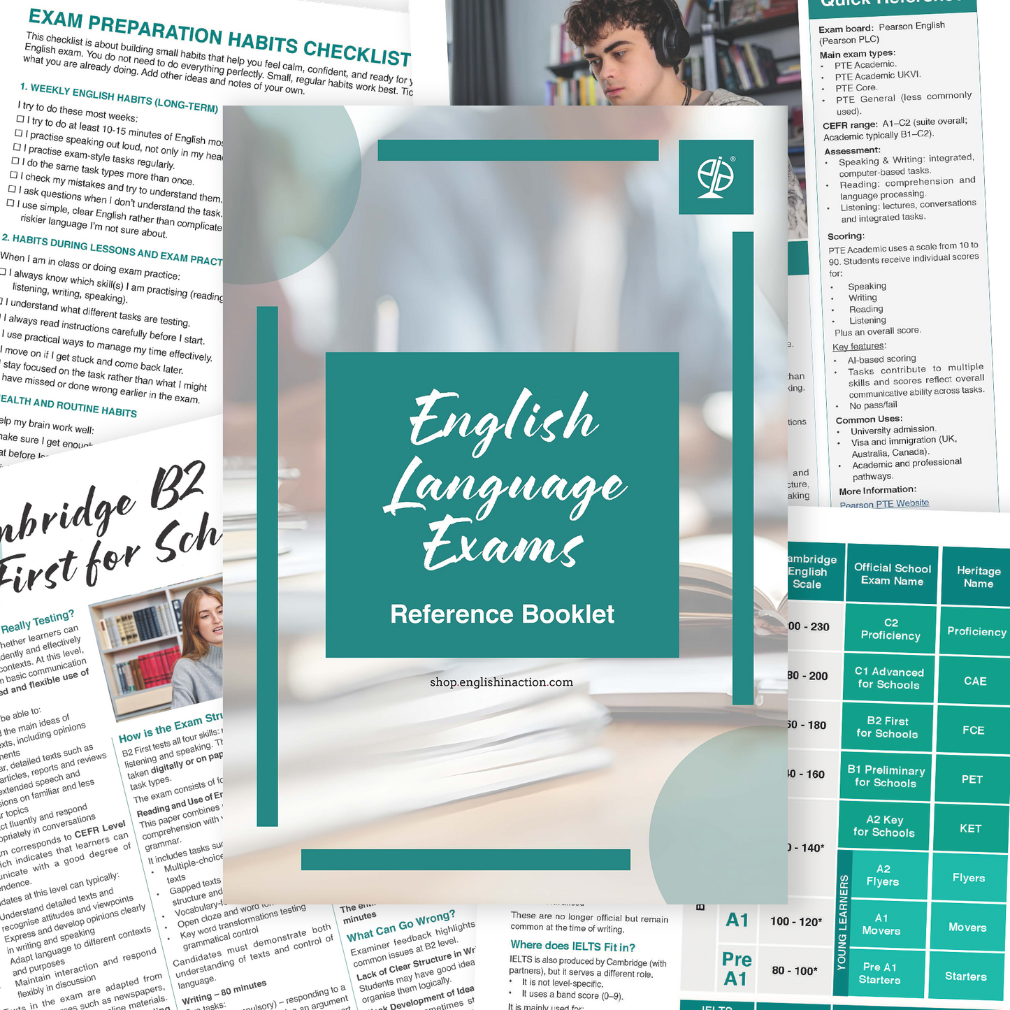 English Language Exams Reference Booklet | Cambridge, IELTS, PTE, TOEFL, TOEIC and More