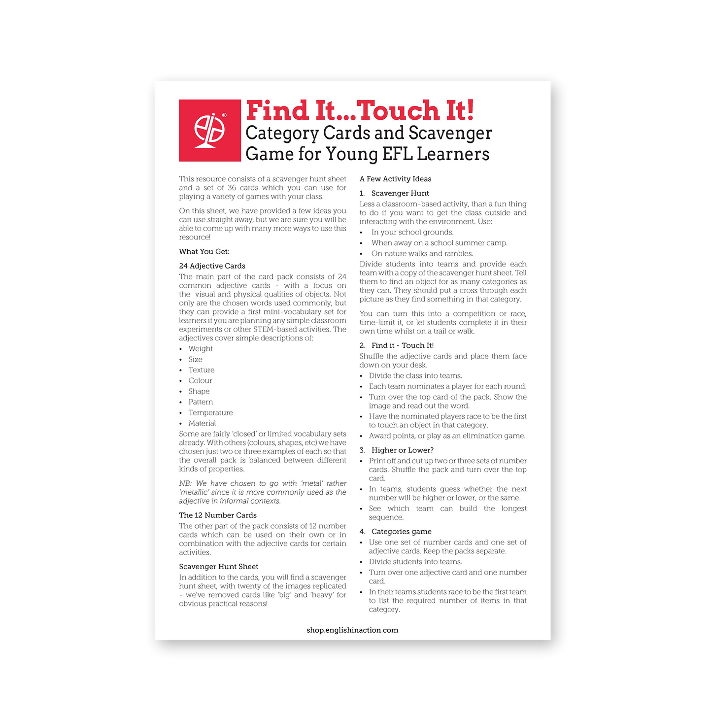 Find It... Touch It! | Active Vocabulary Games for Young Learners - TEFL-Toolkit.com