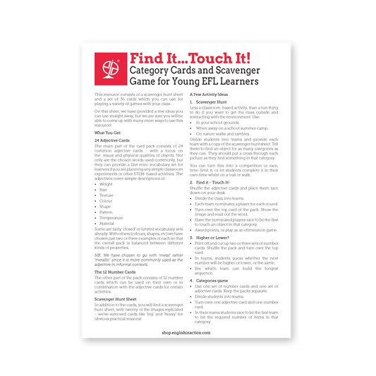 Find It... Touch It! | Active Vocabulary Games for Young Learners - TEFL-Toolkit.com