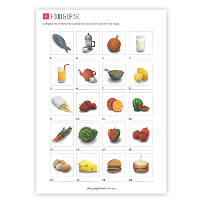 Food and Drink Vocabulary Bundle | ESL Poster, Flashcards and Worksheet - TEFL-Toolkit.com