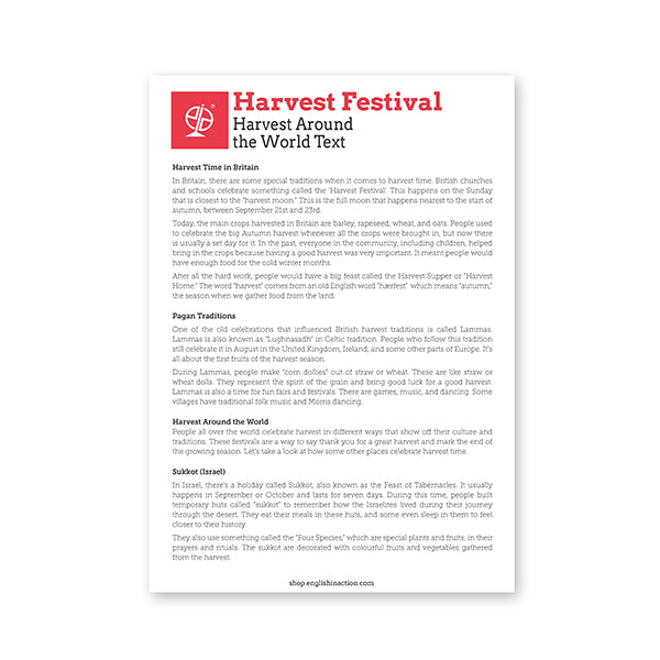 Harvest Festival | EFL Worksheets