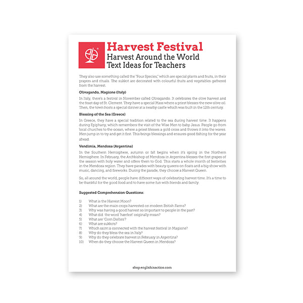 Harvest Festival | EFL Worksheets