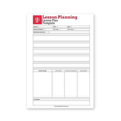 Lesson Plan Template and Sample | EFL Resource