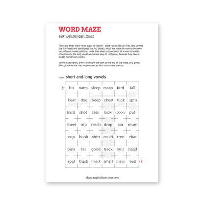 Pronunciation Maze Pack | EFL Worksheets