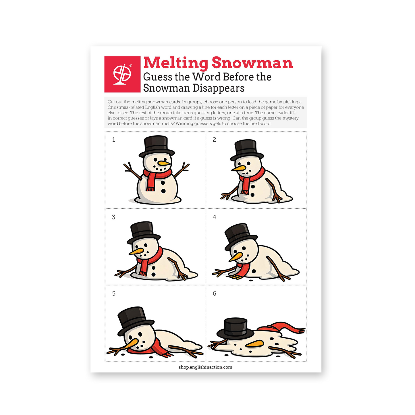 Melting Snowman | Christmas EFL Word Guessing Game