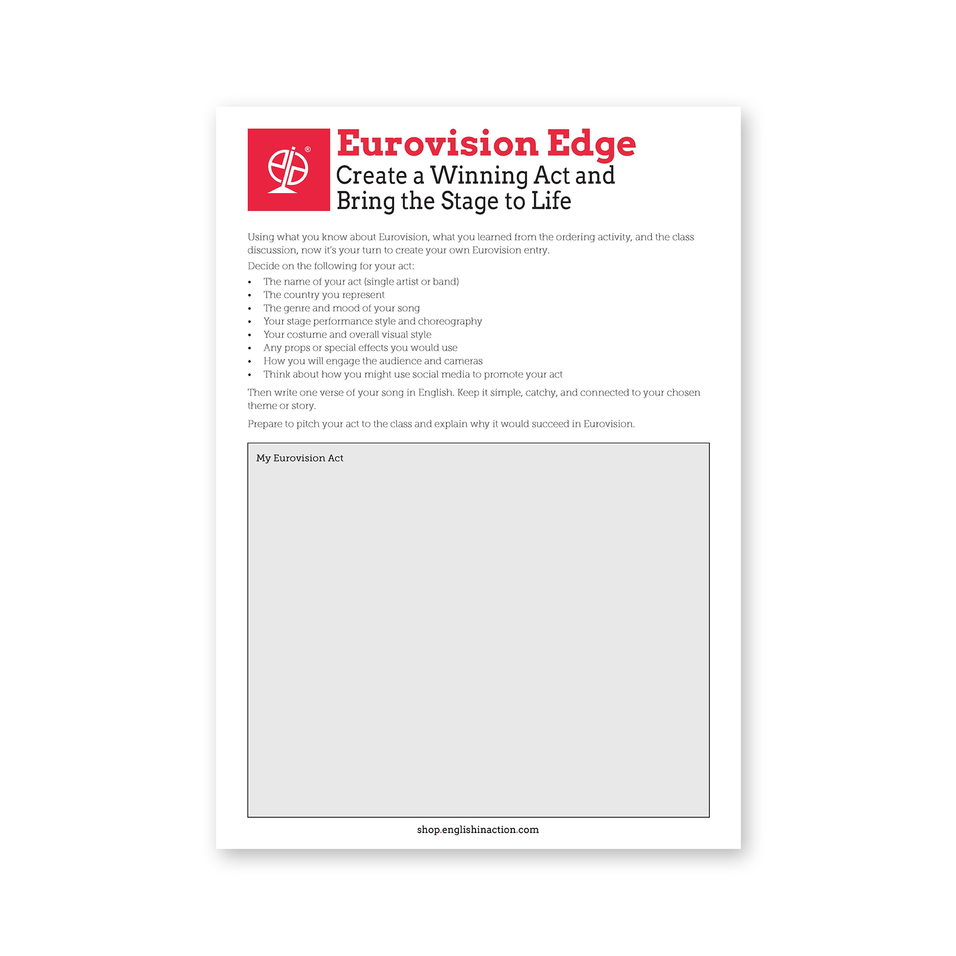 Eurovision Edge | Creative Music Task for English Learners - TEFL-Toolkit.com