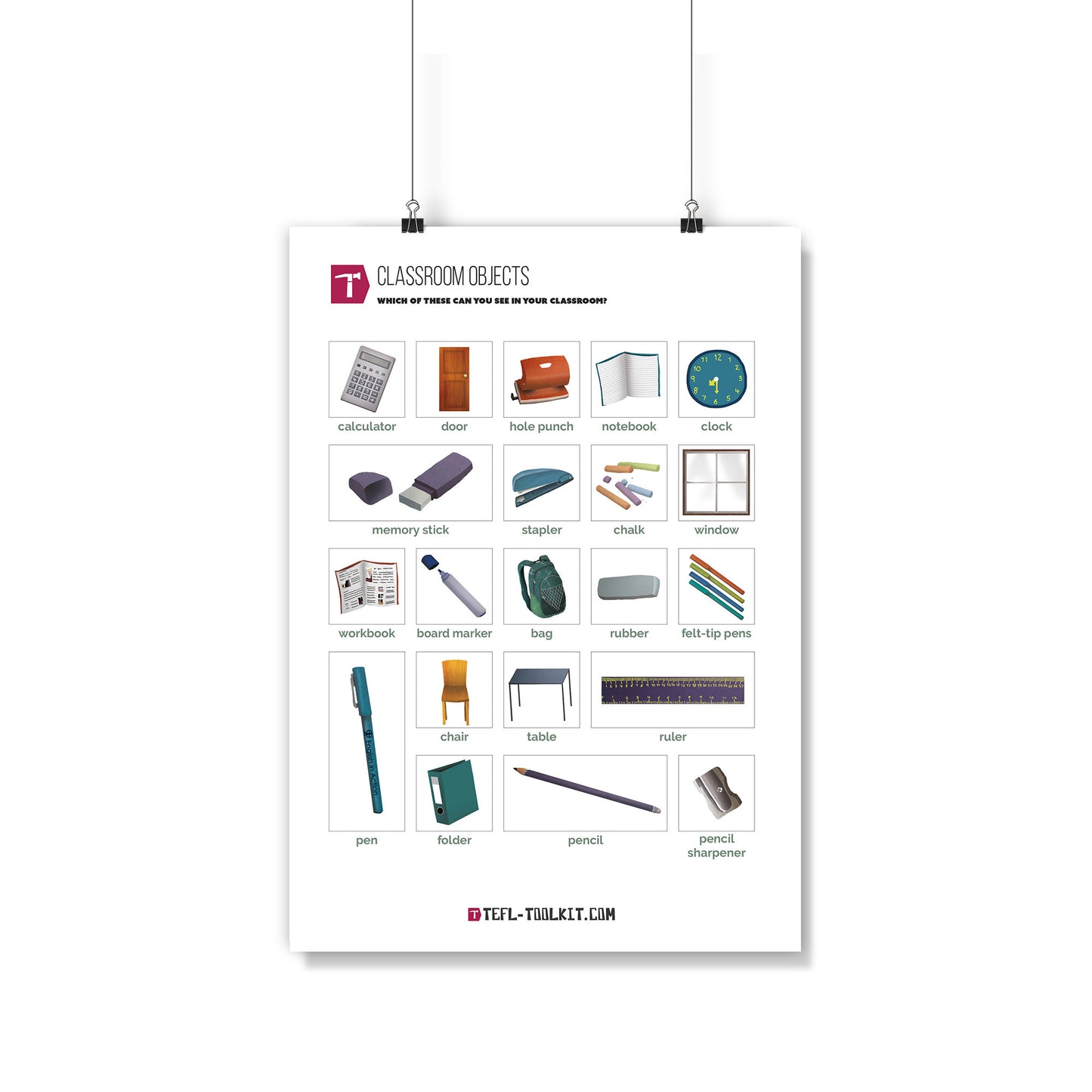 Classroom Objects | EFL Classroom Poster - TEFL-Toolkit.com