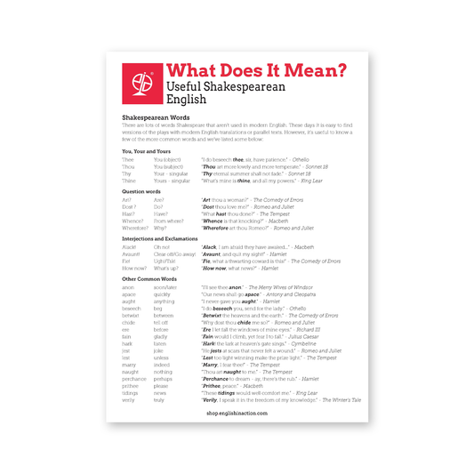 What Does It Mean? | Shakespearean English Vocabulary for EFL Learners - TEFL-Toolkit.com