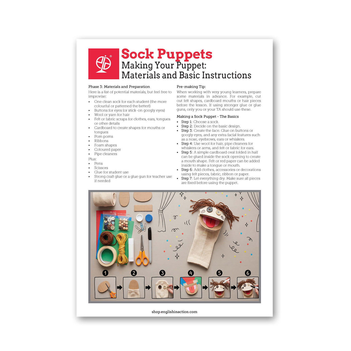 Sock Puppets | Puppet-Making and Speaking Activities for EFL - TEFL-Toolkit.com