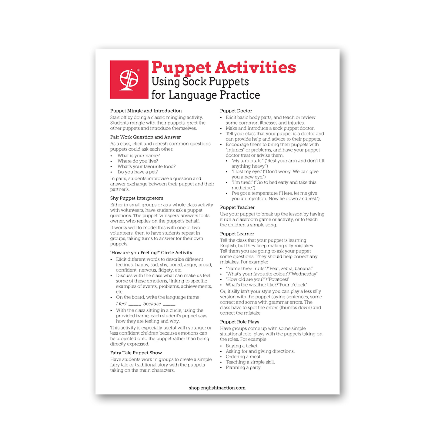 Sock Puppets | Puppet-Making and Speaking Activities for EFL - TEFL-Toolkit.com