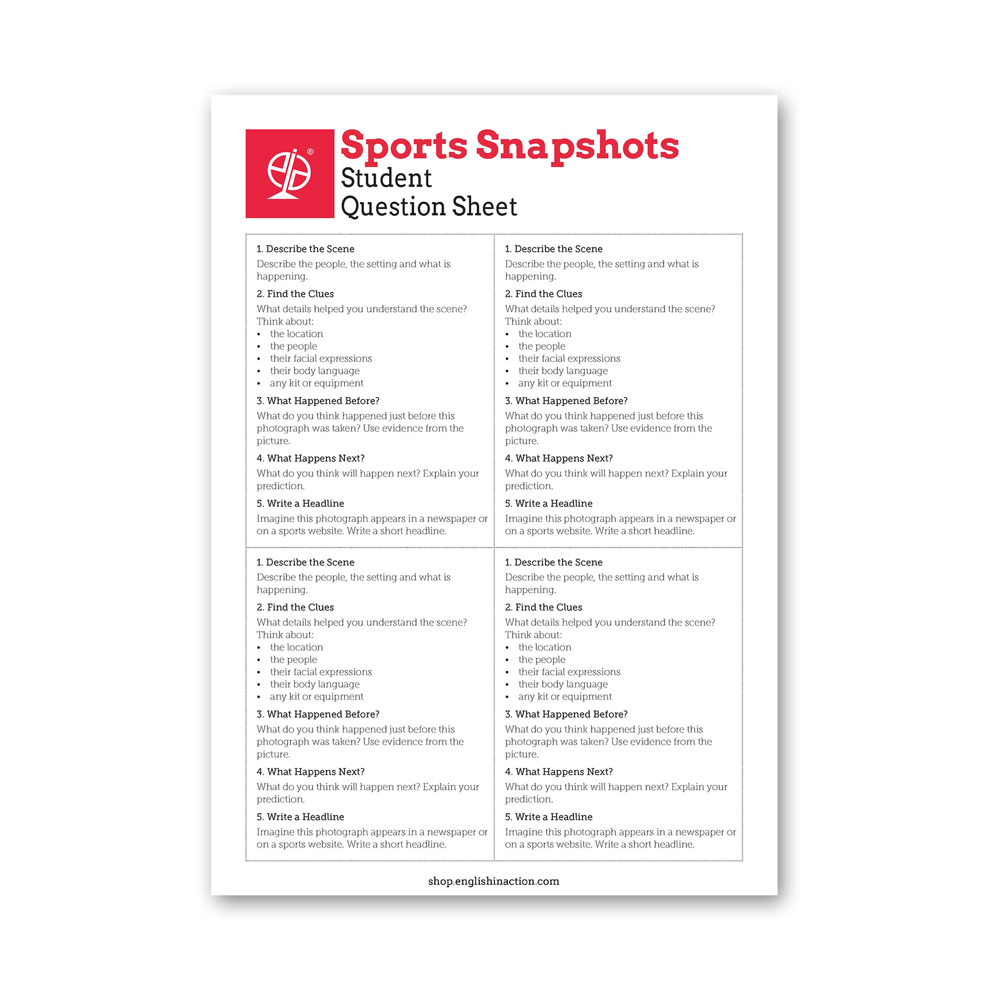 Sports Snapshots | Picture Description and Speaking Activities - TEFL-Toolkit.com