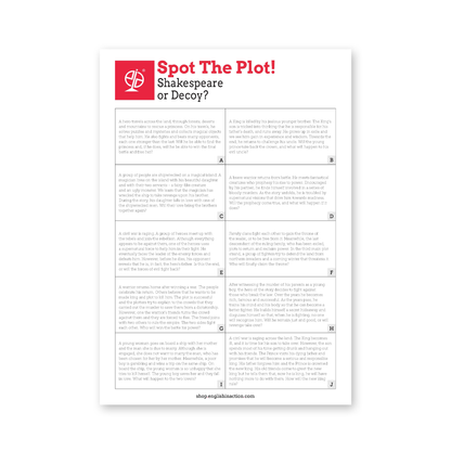 Spot the Plot! | EFL Activity on Shakespearean and Decoy Stories - TEFL-Toolkit.com